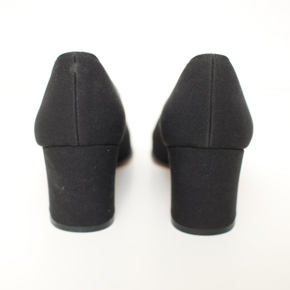 Salvatore Ferragamo Black Square Toe Fabric Pumps Sz 9 - Picture 6 of 9